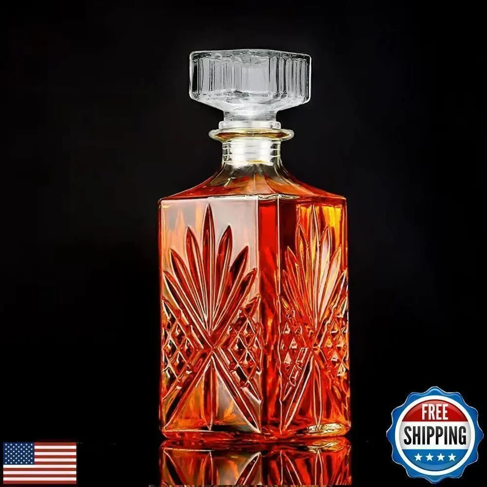 Glass Bottle 31oz Whiskey Decanter, Delicate Decanter Set
